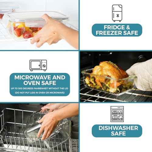 35 Pc Set Glass Food Storage Containers with Lids - Meal Prep Airtight Bento Boxes BPA-Free 100% Leak Proof (15 lids,15 glass & 5 Plastic Sauce/Dip Containers)