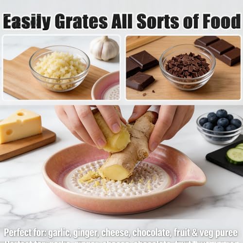 Gradient Ceramic Grater Plate, Exquisitely Handcrafted Ginger Grater Plate, Handheld Kitchen Grinding Dish With Spout, Ginger Grater for Cheese, Chocolate, Fruits & Vegetables (01)