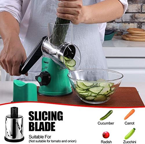 Geedel Rotary Cheese Grater Hand Crank, Cheese Shredder Vegetable Slicer - Image 3