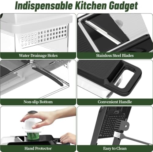 15-in-1 Vegetable Chopper 10 Blades, Veggie Cutter with Handle, Black/White - Image 7