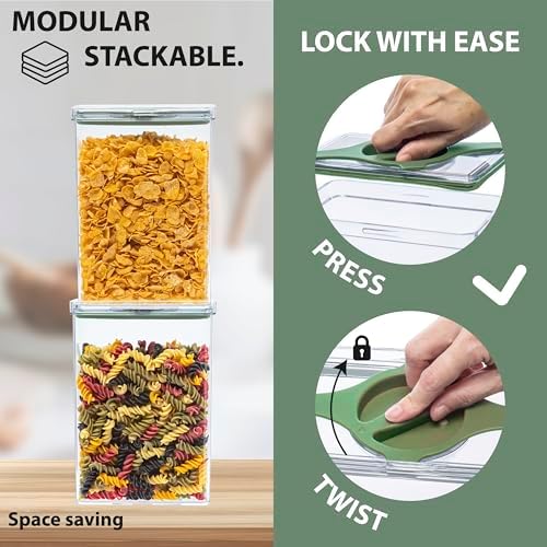 Airtight Pantry Storage Container 5 PC Set, Twist-Lock Lid Sand