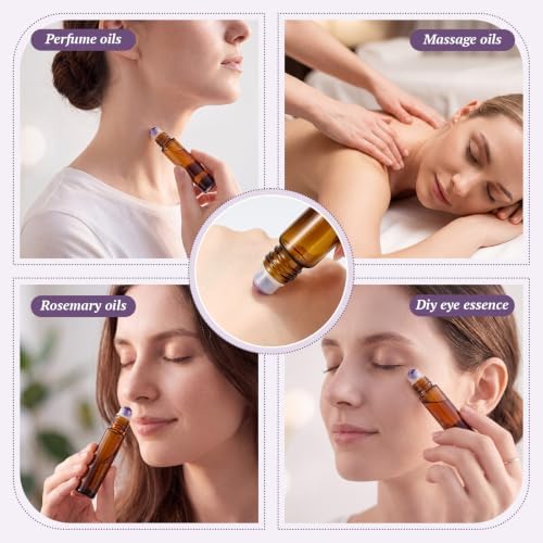 20 Pack Glass Roller Bottles for Essential Oils, 10ml, Purple, Amethyst - Image 5