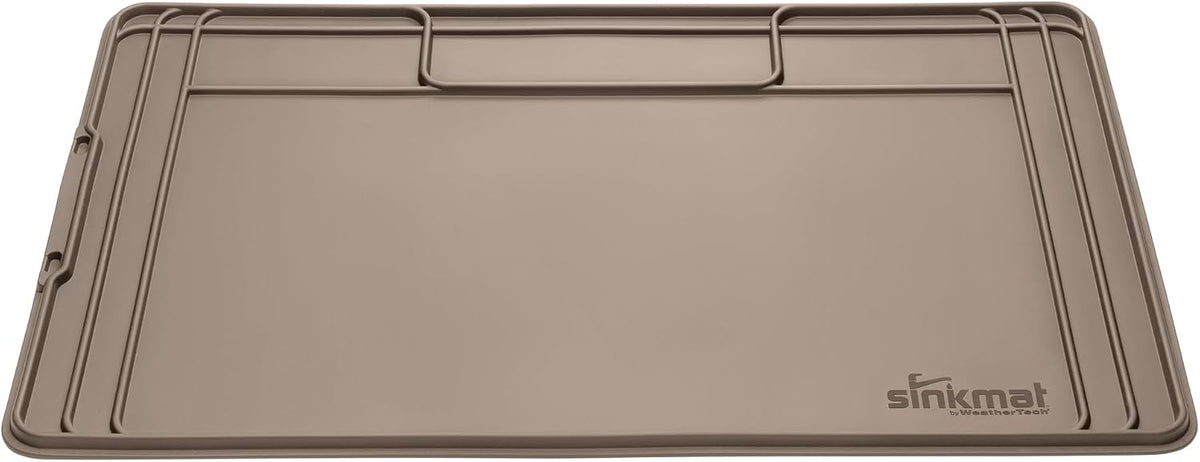 Sink Mat - Waterproof Under Sink Liner Mat for Kitchen Bathroom – 46” x 22” Inches - Durable, Flexible Tray – Home Undersink Organizer Must Haves, Tan, Made from Plastic