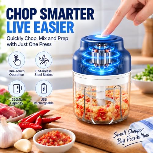 Electric Garlic Chopper Mini, 320ml Rechargeable Cordless Mini Food Chopper - Image 2