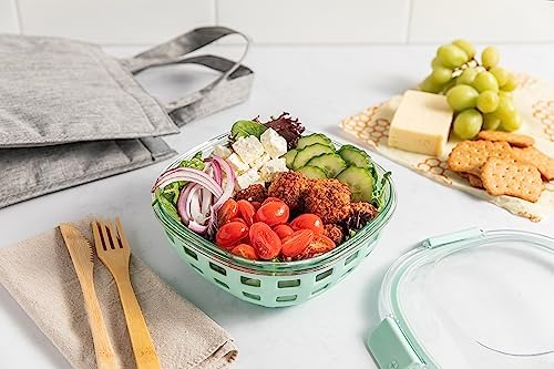 DuraGlass Food Storage Glass Lunch Bowl - Meal Prep Container with Silicone Sleeve and Airtight Lid, 5 Cup, Yucca