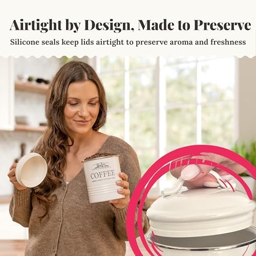 Kitchen Canisters for Countertop, 3-Piece Set with Utensil Holder