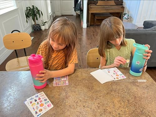 Kids Water Bottle for School, 16oz Stainless Steel Insulated Water Bottle Kids with Straw Lid for Girls, Boys (Purple/Pink)
