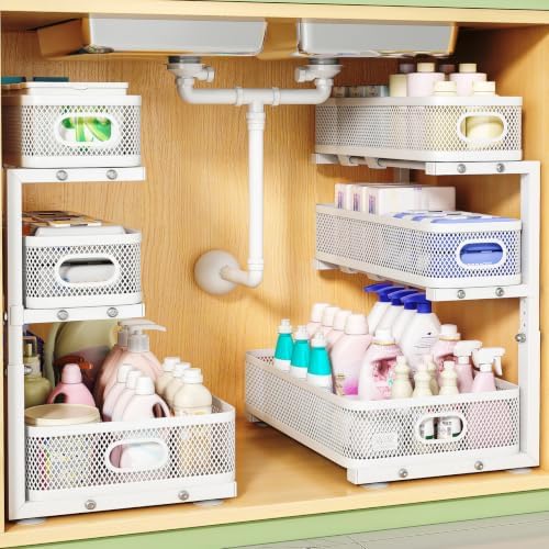 2-Pack 3-Tier Under Sink Organizer, Slide Out Cabinet Storage, Kitchen/Bath