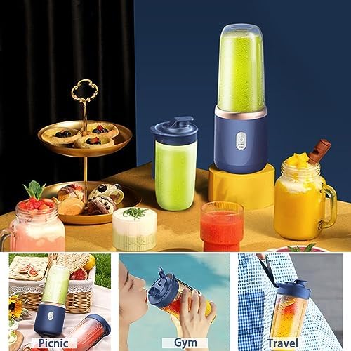 Portable Blender, Personal Blenders for Shakes and Smoothies, 400ML USB Rchargeable Fruit Veggie Juicer Cup With 6 Blades and Travel Lid, Blender for Travel Gym Kitchen - Image 5