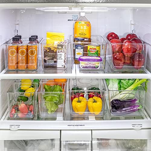Fridge Organizers and Storage, Clear Plastic Bins (Large, 8 Pack)
