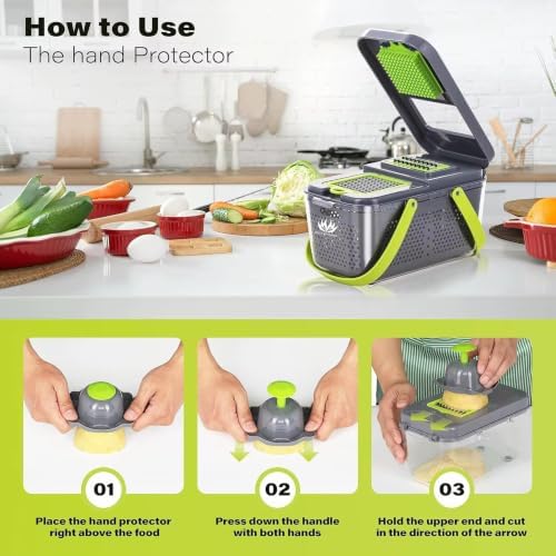 Vegetable chopper & Fruit Chopper, Mandolin Food Slicer, Veggie Shredder with Container, Essential Kitchen Gadgets (22 in 1)