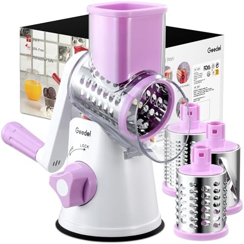 Geedel Rotary Cheese Grater Hand Crank, Cheese Shredder Vegetable Slicer by Geedel