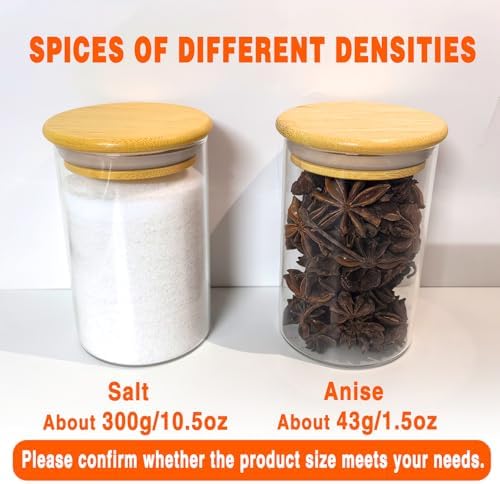 12 Pcs Glass Spice Jars with Bamboo Airtight Lids and 191 Labels - 8.5oz Small Food Storage Containers for Kitchen, Seasoning, Coffee, Herb - Spoon and Marker Included