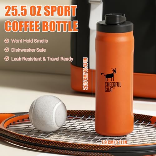 CHEERFUL GOAT Ceramic Water Bottle, Orange, 25oz - Image 3