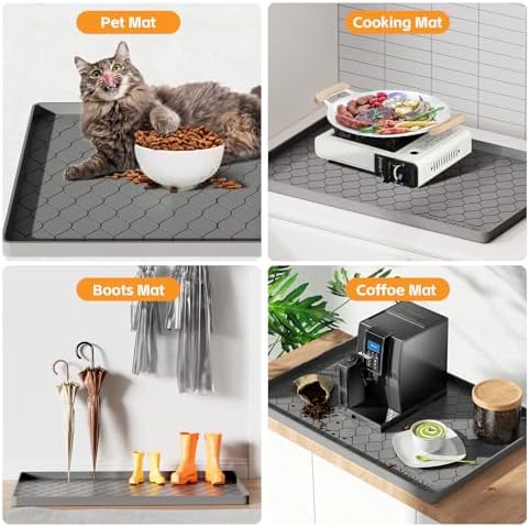 Waterproof Under Sink Mat 34" x 22", Silicone Mat, Dark Gray