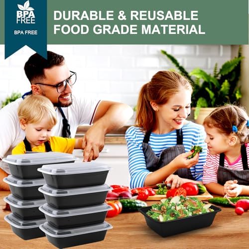 50 Pack Meal Prep Containers 38 oz, Leakproof To Go Food Containers, Disposable & Reusable Food Prep Containers for Takeout, Food Storage Containers BPA-Free, Microwave/Dishwasher/Freezer Safe