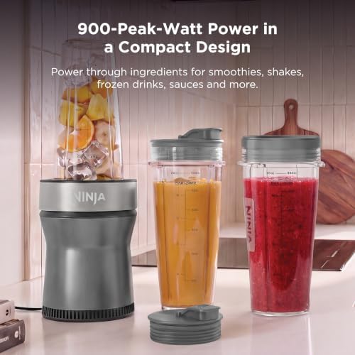 Ninja Nutri™ Blender, 900PW, (3) 20oz To-Go Cups, Silver, BQ301SL1BRN - Image 2
