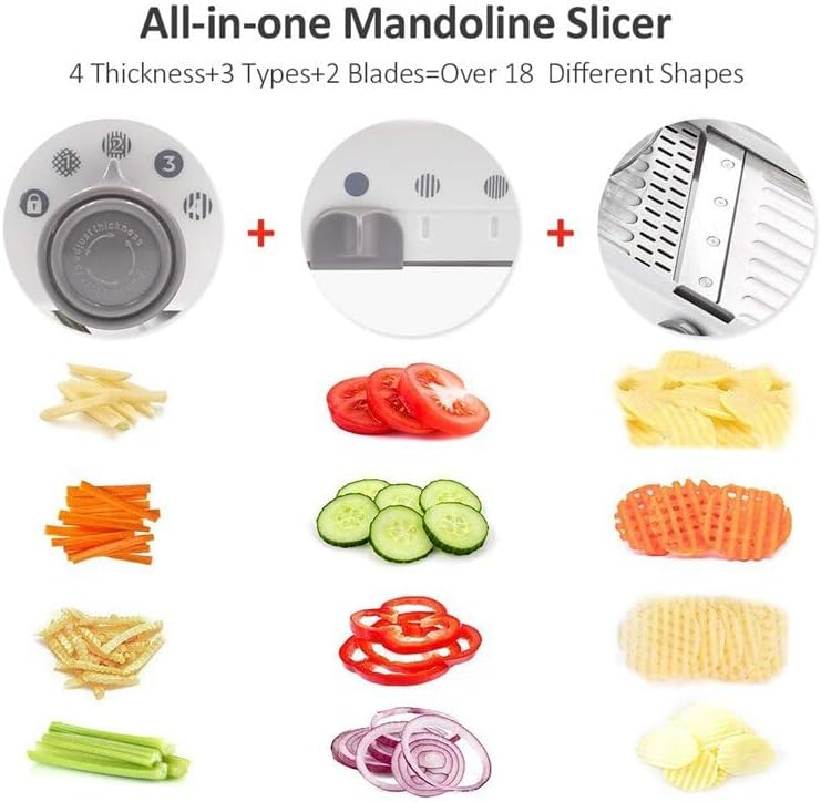 Mandoline Vegetable Slicer, Professional Adjustable Kitchen Slicer and Julienne Cutter for Fruits and Vegetables, Mandolin Food Slicer for Vegetables, Potato, Onion, Cabbage - Image 7