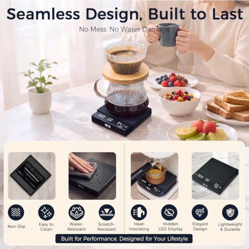 Espresso Coffee Scale with Timer, 0.1g Precision Digital Shot Scale