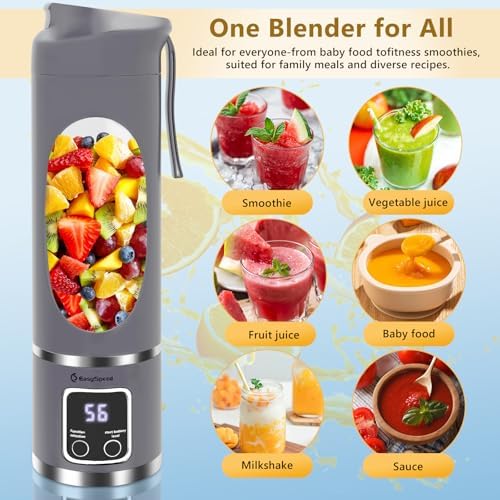 EASYSPEED Portable Blender Electric USB-C, 500ML Personal Juicer for Shakes, 12 Blades, 1500mAh Rechargeable, BPA Free, 18oz Small Blender with Leakproof Lid & Sip Spout, Mixing, Compact - Image 2