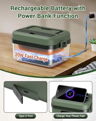 16000mAh Cordless Electric Lunch Box, 60W Self-Heating Food Warmer