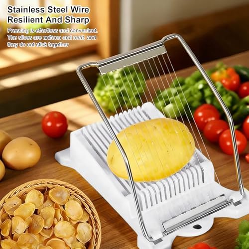 Spam Cutter Luncheon Meat Slicer,Egg Slicer Cutter for Hard Boiled Eggs,10/14 Slices Stainless Steel Wires (white, 14 Slices Wires) - Image 4