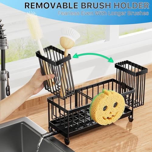 Sponge Holder for Kitchen Sink, Sink Caddy with Smiley Face Holder