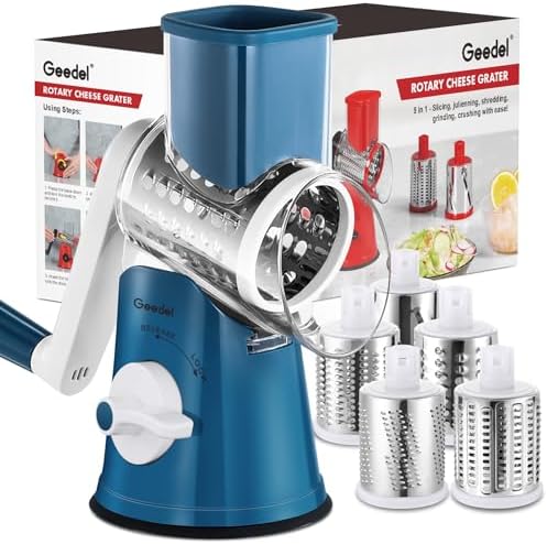 Geedel Rotary Cheese Grater Hand Crank, Cheese Shredder Vegetable Slicer by Geedel