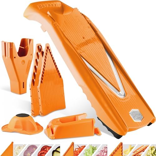 Mandoline Food Slicer Börner V5 (Profi Set) by Reston Lloyd • V-Slicer with 4 Inserts, Docking Station & Food Holder • Made in Germany • Fruit & Vegetable Chopper • Multiple Settings • Color: Orange - Image 7