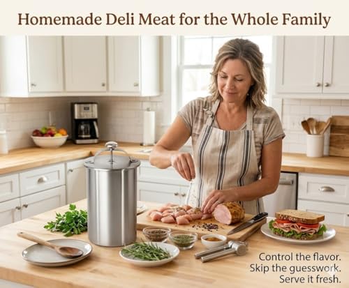 Ham Maker Meat Press with Thermometer - 304 Stainless Steel Deli Meat Maker for Homemade Healthy Lunch Meat - Professional Spring-Loaded Meat Cooker Machine for Chicken, Pork, Beef & Seafood - Image 3