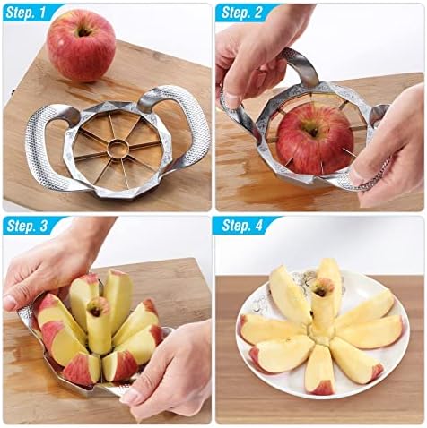 Apple Slicer, HEAVY DUTY Apple Corer, 8-Blade Stainless Steel Apple Cutter Divider Pitter ，Sturdy and Sharp