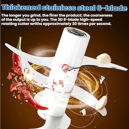 2026 Upgrade Electric Garlic Chopper Mini, 320 ml Small Garlic Chopper Mincer with 6 Stainless Steel Blades, Portable Rechargeable Cordless Chopper for Onion,Chili,Ginger,Nuts,Meat & Fruits (Purple) - Image 4