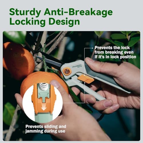 Garden Scissors Pruning Shears Sharp Stainless Steel Non-Stick Teflon Coating Blade for Precise Cuts Garden Snip Bonsai Clippers for Plants Rose Flower