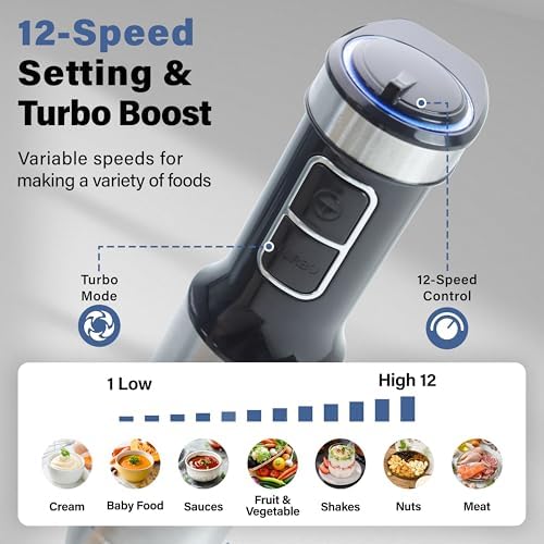 Immersion Blender Handheld, 6 in 1 Hand Blender Stainless Steel