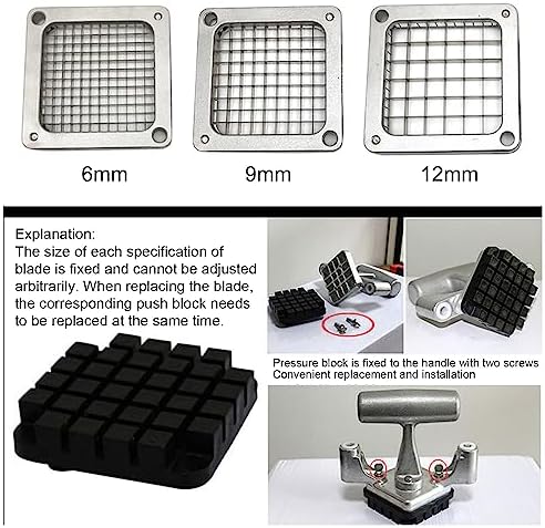 French Fry Cutter, Stainless Steel Replacement Blade Assembly and Pusher Block for Commercial French Fry Cutter, Vegetable Carrot and Potato, Easy to (9mm) - Image 6
