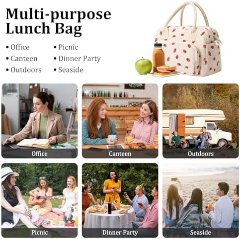 Insulated Lunch Bag for Women Men Large Reusable Lunch Box Adult Leakproof Portable Cooler Tote Bags for Work Picnic