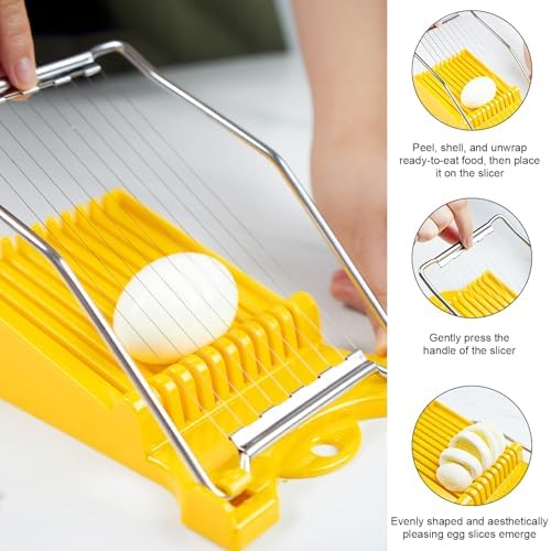 Heavy Duty Luncheon Meat Slicer, Egg Cutter with 10 Precise Slices, Stainless Steel Kitchen Slicing Tool for Egg,Bananas, Avocados,Luncheon (Yellow, 10 slicer) - Image 5