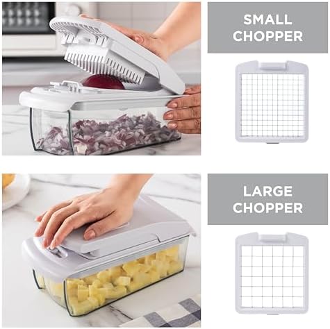 Cook with Color Vegetable Chopper - Multifunctional 11 in 1 Vegetable Chopper with Container - Food Chopper to Dice, Chop, Slice, Julienne and Spiralize, Gray - Image 4