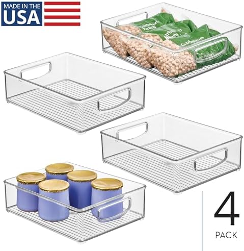 Plastic Stackable Pantry Bin, Set of 4, Clear