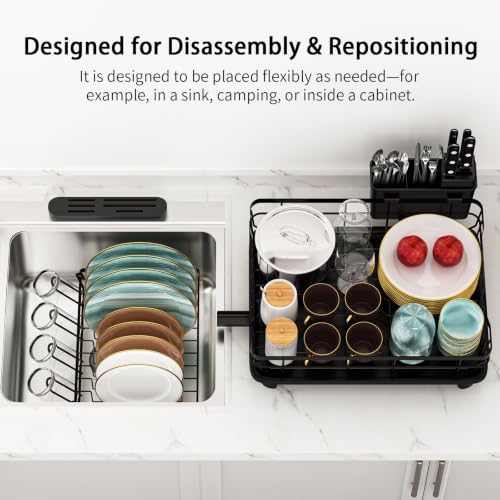 2-Tier Multifunctional Dish Drying Rack, Sturdy and Space-Saving