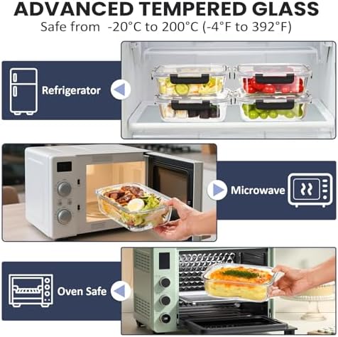 4-Pack 4.4 Cups/35oz Glass Food Storage Container set