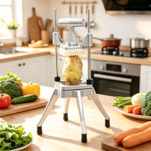 Commercial Vegetable Fruit Chopper Stainless Steel French Fry Cutter w/ 4 Blades 1/4" 3/8" 1/2" Vegetable Chopper Dicer Cutter for Potato Tomato Onion Mushroom (1/2+3/8+1/4inch & 6 wedge) - Image 2