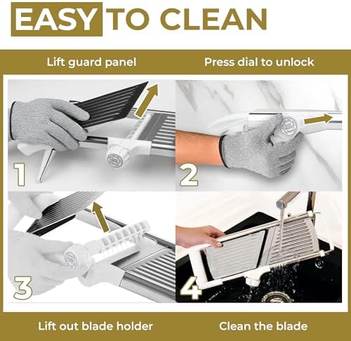 Gramercy Mandoline Slicer for Kitchen with 12 Slice Settings, White Edition