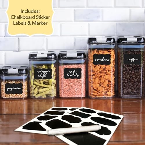 Airtight Food Storage Containers with Lids – 14 Piece Assorted Size Kitchen Pantry Organization Set, BPA-Free Clear Plastic, Stackable Containers for Cereal, Flour, Sugar, Rice, Snacks