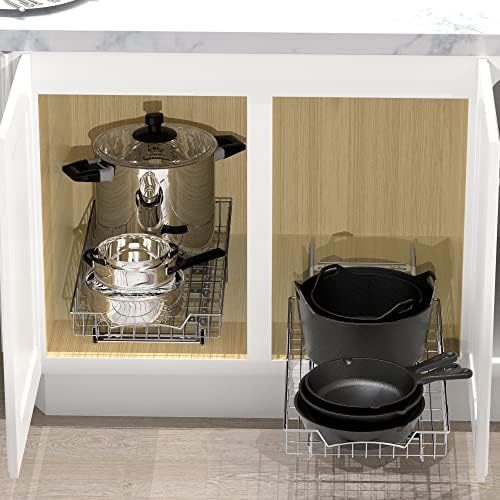 Under Cabinet Pull Out Sliding Shelf, 21" Dx11 W, Chrome