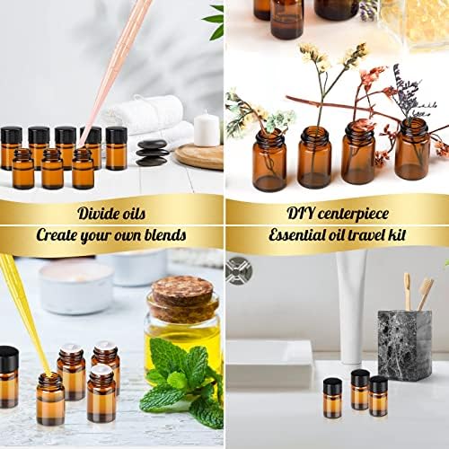 Teenitor 100Packs Essential Oil Bottles, Amber Glass Bottle, Essential Oil Bottle 2Ml Bottles, Small Oil Vial Sample Bottles 2ML 0.068OZ - Image 5