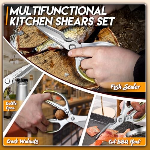Kitchen Scissors Shears Set - 2PCS Stainless Steel Sharp
