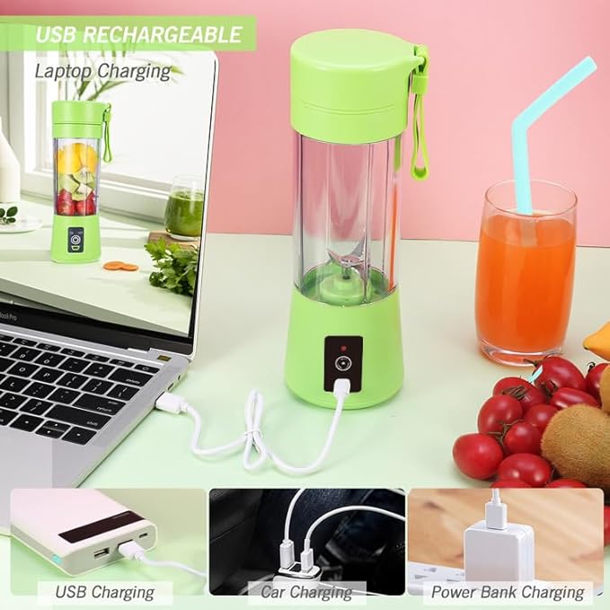 Cordless Portable Personal Size Blender - Mini Blender, 380Ml BPA Free Travel Cup, Powerful Blending Suit in Office/Home/Gym, Valentines Day Gift Pink (Green)