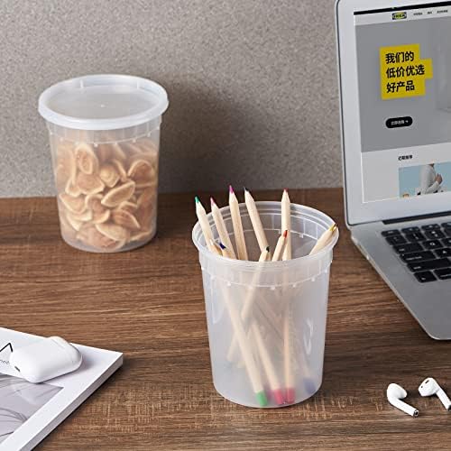 32oz Plastic Deli Containers, 24 Sets - Leakproof, Stackable, BPA Free, Microwavable, Freezer Safe