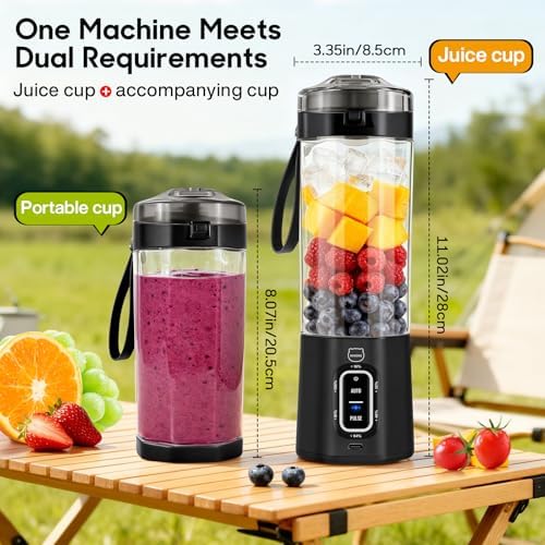 Upgrade 700 ML Portable Smoothie Blender, Rechargeable Blende -Black - Image 4